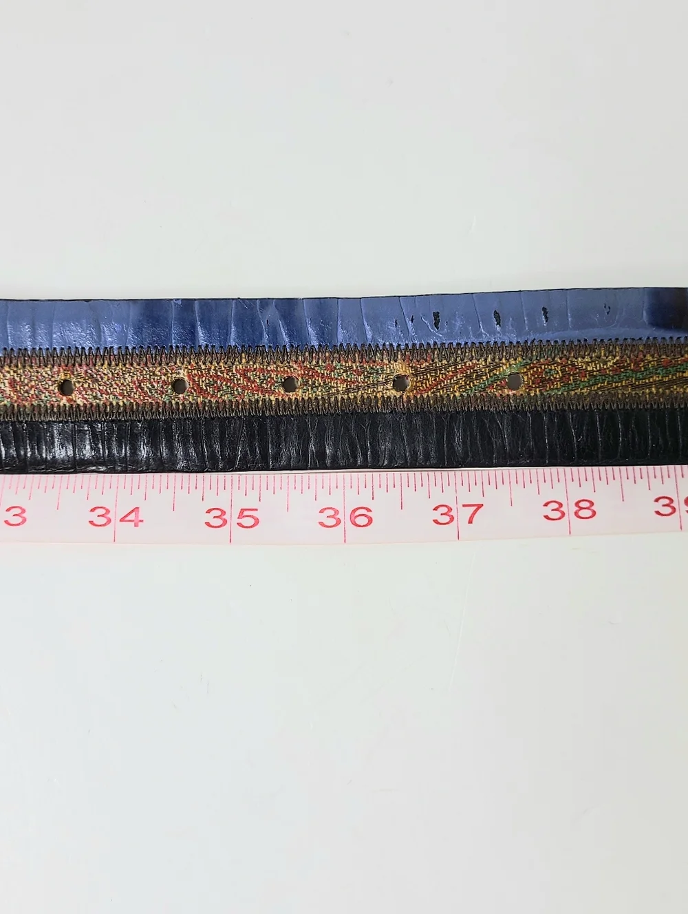 Etro Milano Made In Italy Paisley Striped Color Block Genuine Leather Belt